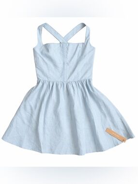 Reformation Sheri Linen Mini Dress Blue Size 10 NWT